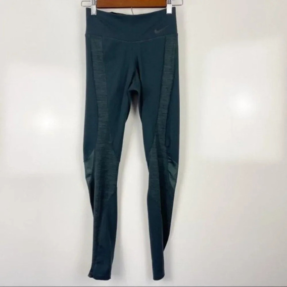 Nike Dri-Fit Power Legendary Mid Rise Training Leggings Dark Green Women's XS - Picture 1 of 9